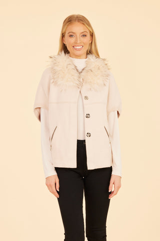 Faux Fur Trim Cardigan