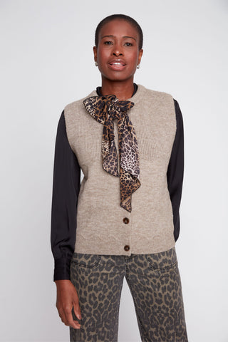 Leopard tie sweater vest