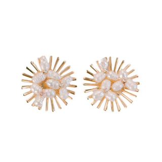 Sunburst pearl statement studs