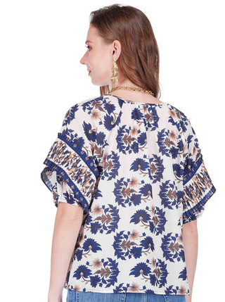 Pleated Sleeve Peasant Top