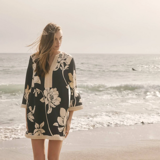 Flower Print Linen Mini Dress