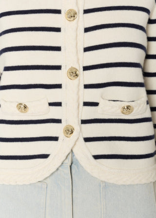 Cardigan Rayures A Poches Navy Stripe