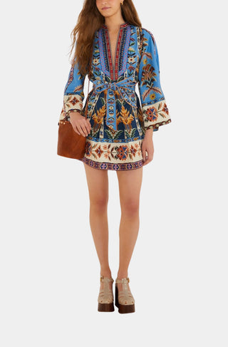 Embroidered Tapestry Blue Mini