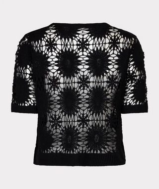 Cardigan Crochet S/Slve - Black