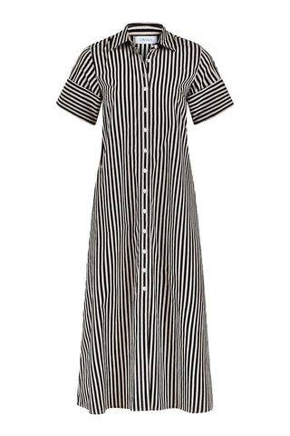 Gibbons Dress - Ganache Pinstripe