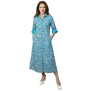 Nico Aqua Leopard Three Quarter Sleeve Maxi