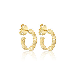 Small Wrinkled Hoops Shiny 18K Gold Plated