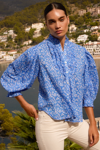 Ruffle Front Button Blouse
