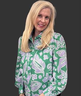 Pleated Blouse Green Petal