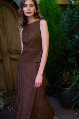 Boat neck mixed media midi dress