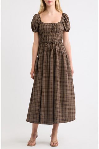 Flutter sleeve smocked midi dress