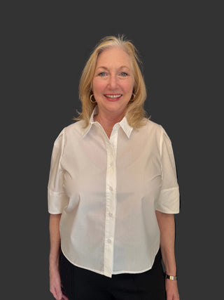 Lantern sleeve blouse-wht