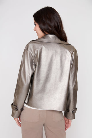 Double Breasted Faux Leather Jacket