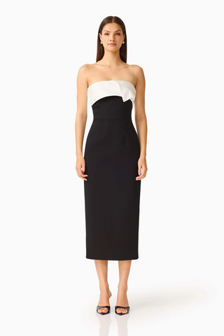 Elysia Satin Contrast Midi Dress