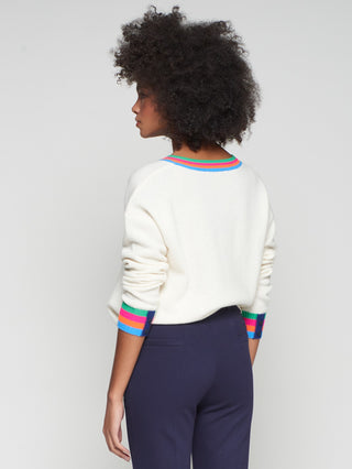 V Neck Ecru Multicolor