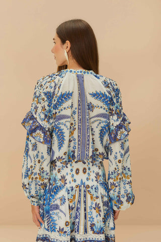 Ana Tapestry Off-White Blouse