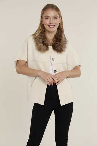 Faux Fur Trim Cardigan