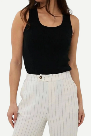 Singlet Satin Binding Rib Knit Tank