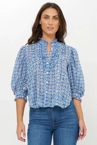 Ruffle Front Button Blouse