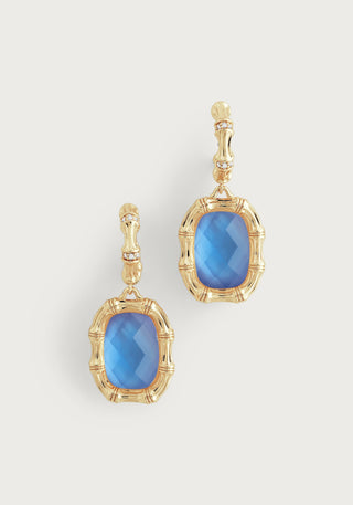 Bamboo with Stone Drop Earrings-Gemstones