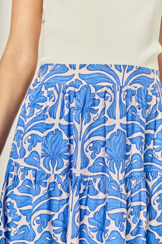 Print Midi Skirt Blue