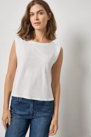 Rolled Edge Sleeveless Boatneck