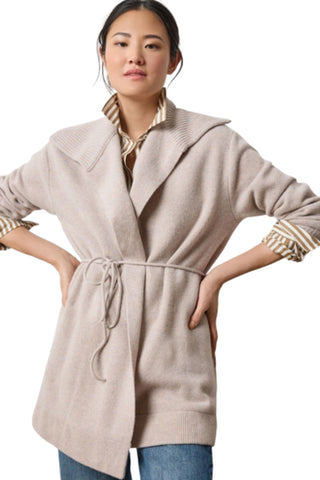 Notch collar open cardigan