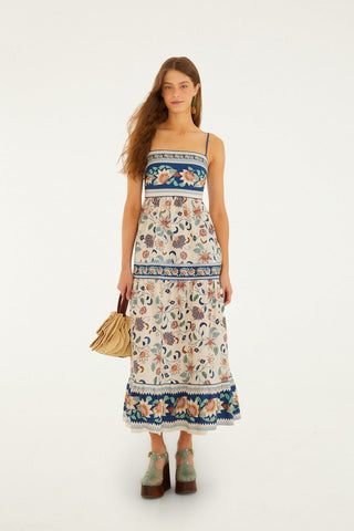 Floral Delhi Tapestry Light Pink Midi Dress