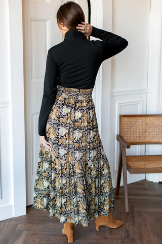 Shirred Skirt Story Print