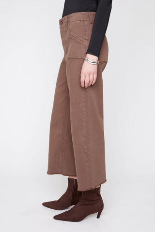 Patch Pocket Raw Hem Pant Chocolate