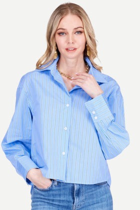 Crop Blouse Blue Stripe