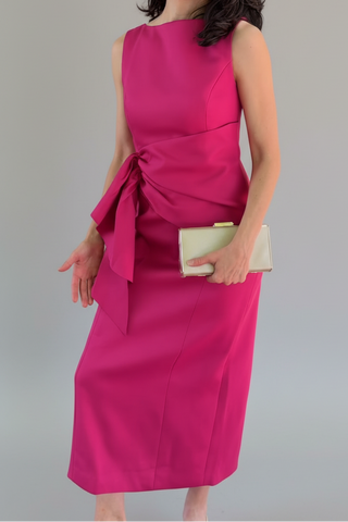 Liora Draped Ruffle Column Midi