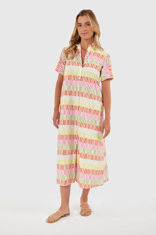 Gibbons Dress - Chartreuse Stripes