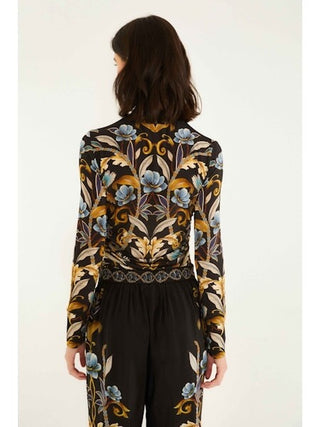 Snake Garden Black Jersey Blouse