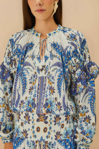 Ana Tapestry Off-White Blouse
