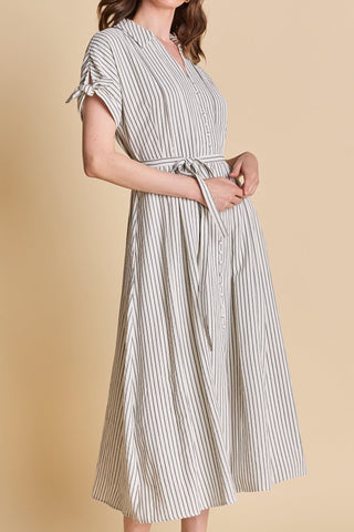 Stripe Midi Shirt Dress White/Black