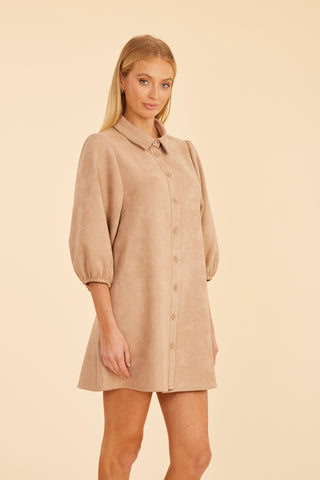 Faux suede dress camel
