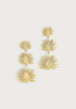 Triple Fan Palm Dangle Earrings-Small