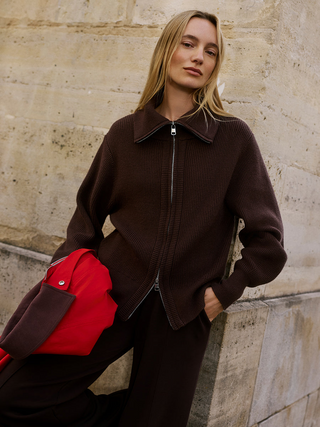 Enrico knit jacket-coffee bean
