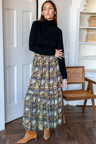 Shirred Skirt Story Print