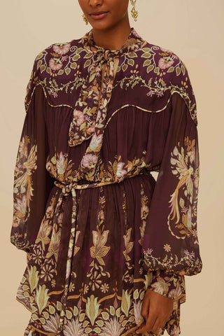 Bella Burgundy Knotted Neckline Mini Dress