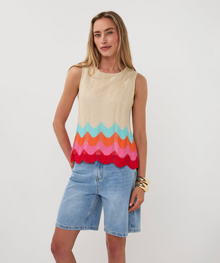 Top sleeveless zig zag