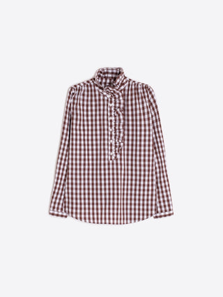 Ruffle Collar Brown Top