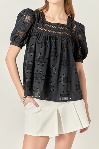 Square Neck Embroided Top