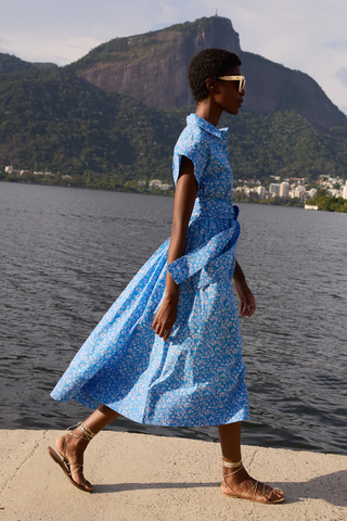 Belted Shirt Dress DitsyBlue