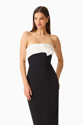 Elysia Satin Contrast Midi Dress