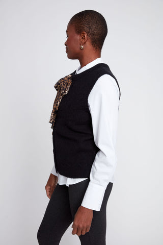 Leopard tie sweater vest Black