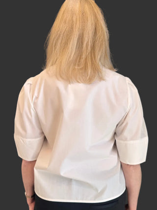 Lantern sleeve blouse-wht