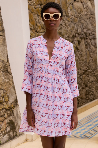 3/4 Sleeve Pintuck Dress