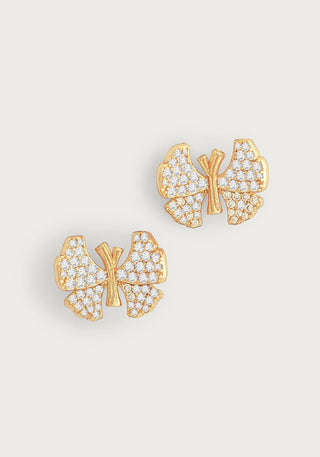 Butterfly White Pave Stud Earrings